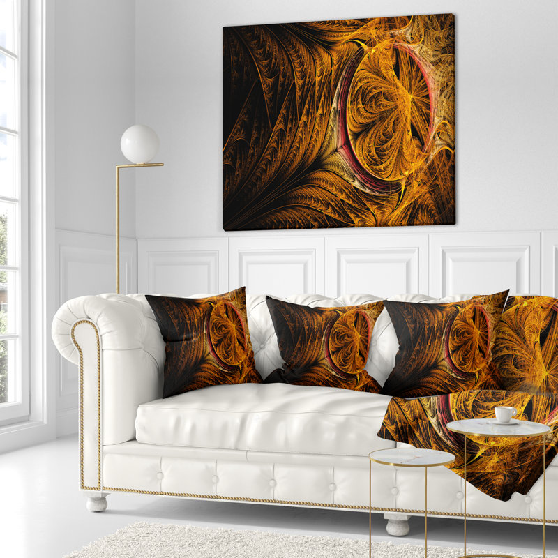 Bureau Golden Fractal - coussin imprimé abstrait, 16 po x 1 po, Coussin décoratif
