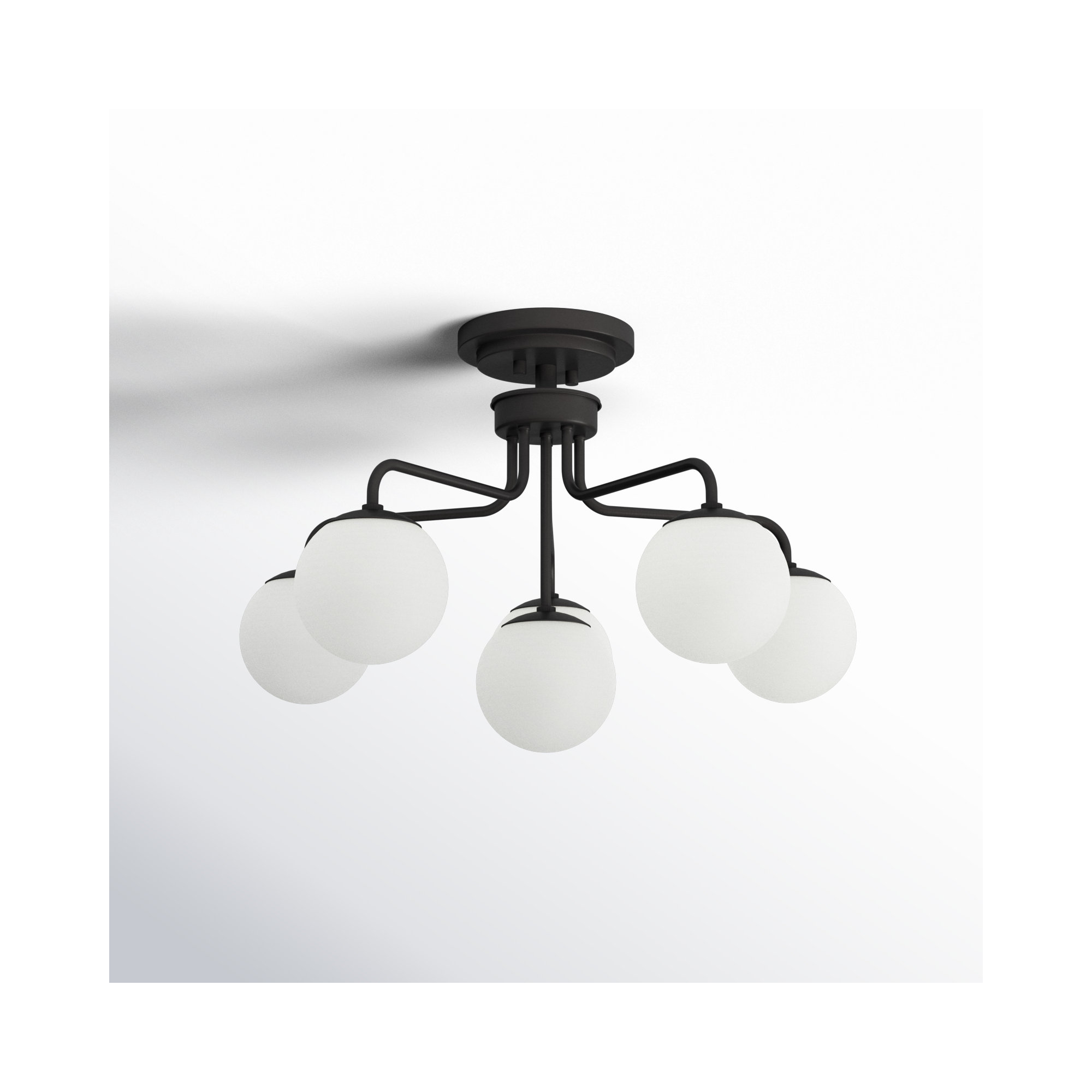 Chemise 6 Light Glass Semi Flush Mount, White, Black