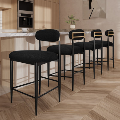 Upholstered Counter Stool with Metal Frame