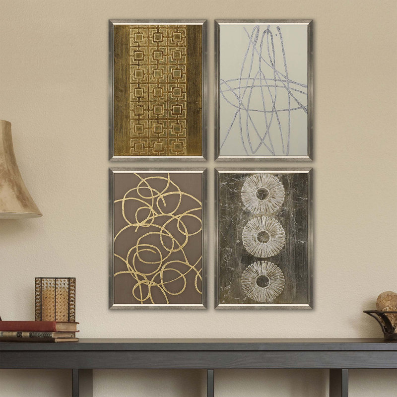 « modern metals iv » par jardine-4 pièces, ensemble de peinture sur métal