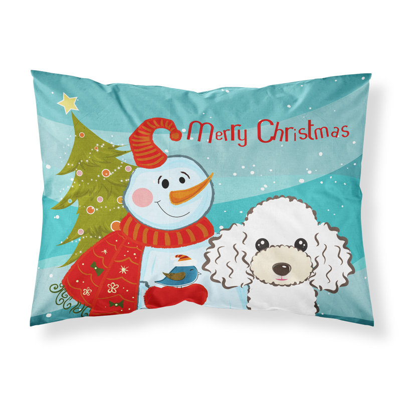  Taie d'oreiller bonhomme de neige avec Jack Russell Terrier, Caniche blanc