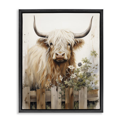  Cattle & Garden Fence Framed Floater Canvas Wall Art by Arlington Prints
