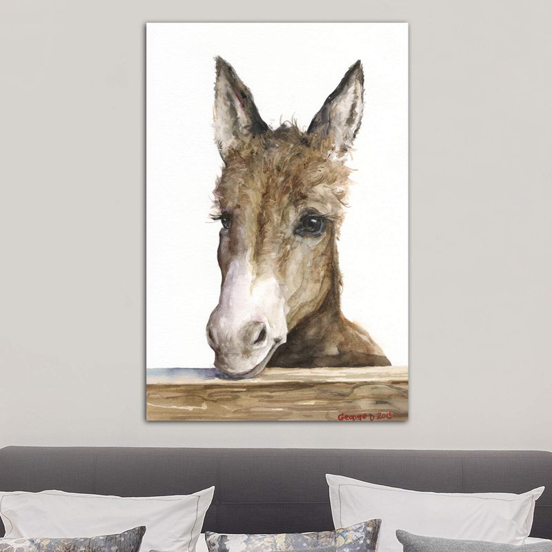 Cute Donkey by George Dyachenko - Wrapped Canvas Painting, 101.6 cm H x 66.04 cm W x 1.91 cm D