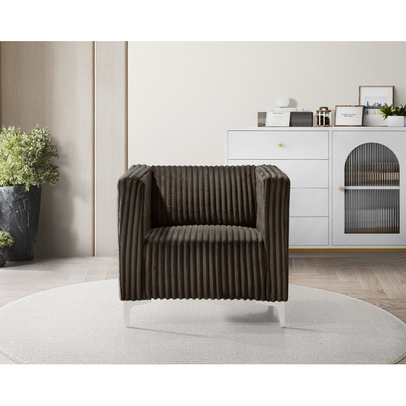 Chryssa Upholstered Armchair, Brown Velvet