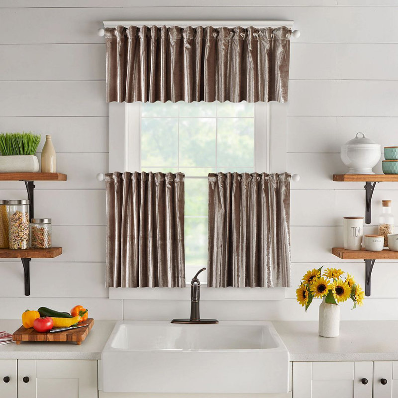 Solid Colour Kitchen Curtain, 60 H x 45 W cm, 14 Rice