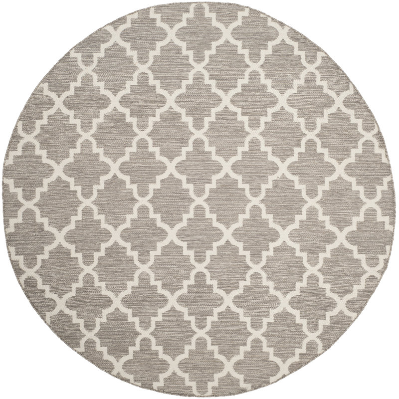 Lockbourne Hand Woven Cotton Geometric Rug, Round 6'