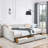 Queen Size Daybed With Drawers Upholstered Tufted Sofa Bed,,With Button On Back And Copper Nail On Waved Shape Arms, Beige (84.5"X63.5"X26.5")-471037298-471037302