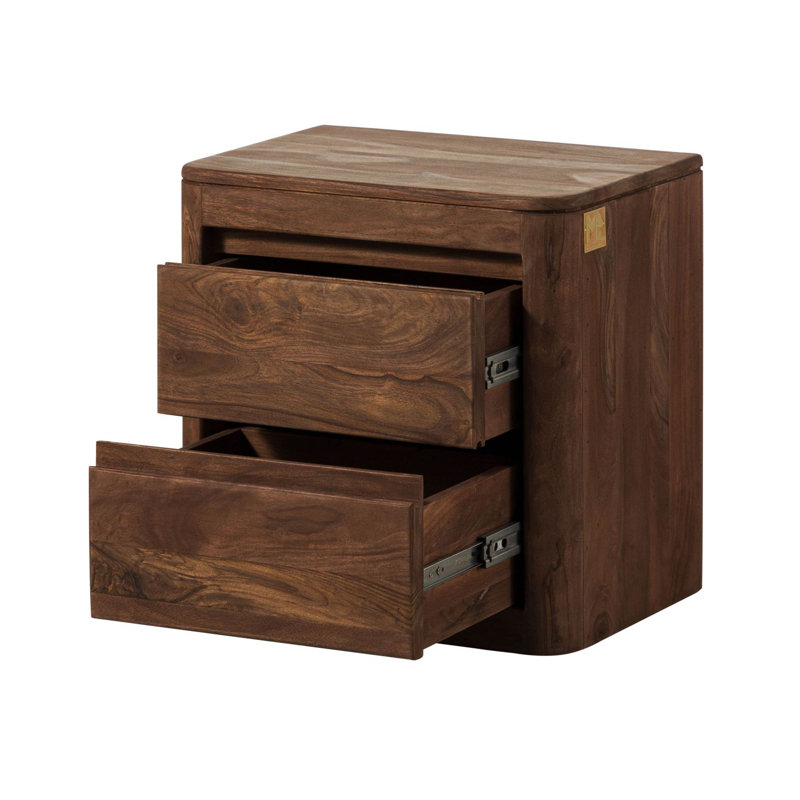 Toronto 50cm W Solid Wood Bedside Table, White / opaline