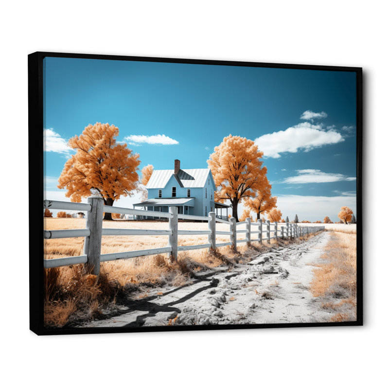 «Farmhouse Nostalgic Retreat», reproduction sur toile, H 30 po x l 40 po x P 1,5 po, Cadre flottant noir