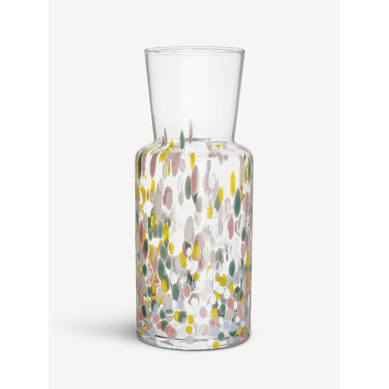Meadow Glass Table Vase, 11.8" H x 4.7" W x 4.7" D, White/Pink/Yellow/Green