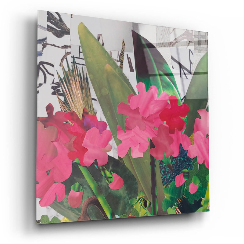  «Poolside Geraniums 1» par Coco Good, art mural en verre acrylique, H 12 po x l 12 po x P 0,13 po