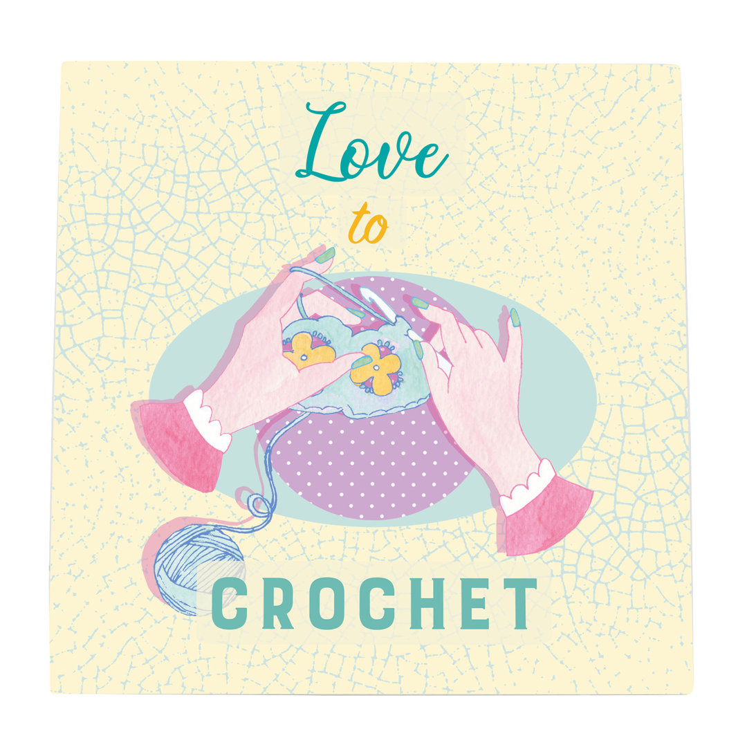 Love To Crochet Ceramic Picture Tile Wall Décor