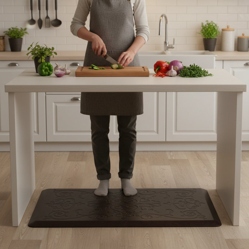 Water Resistant Anti-Fatigue Non-Skid Kitchen Mat, Rectangle 1'8" x 3'3", Espresso
