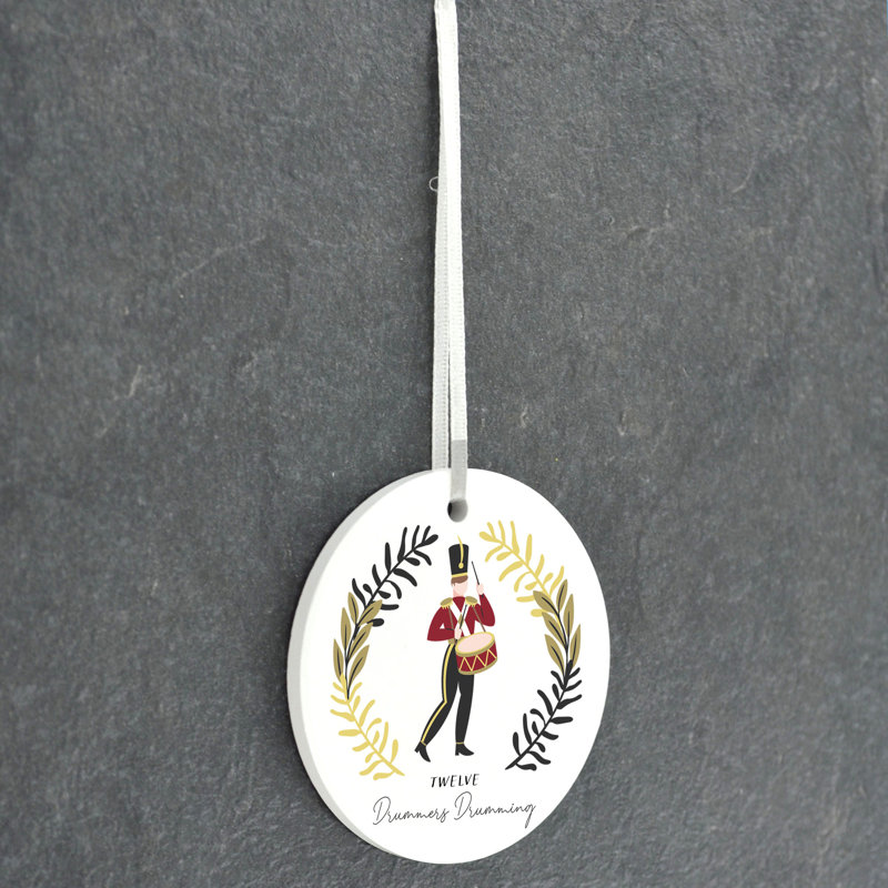 12 Days 12 Drummers Drumming Circle Shaped Ceramic Ornament