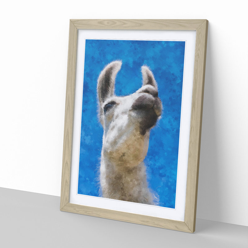 White Camel Painting - Picture Frame Graphic Art, 48cm H x 36cm W x 2cm D, Oak
