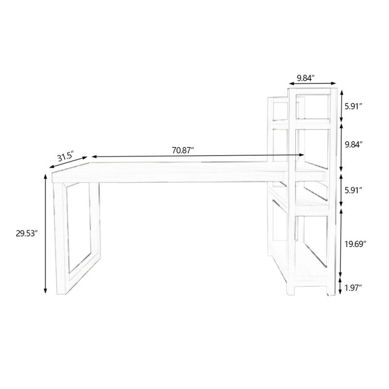 Walnut Rectangular Solid Wood desks, 43.31" H x 70.87" W x 35.43" D, Right Hand Return