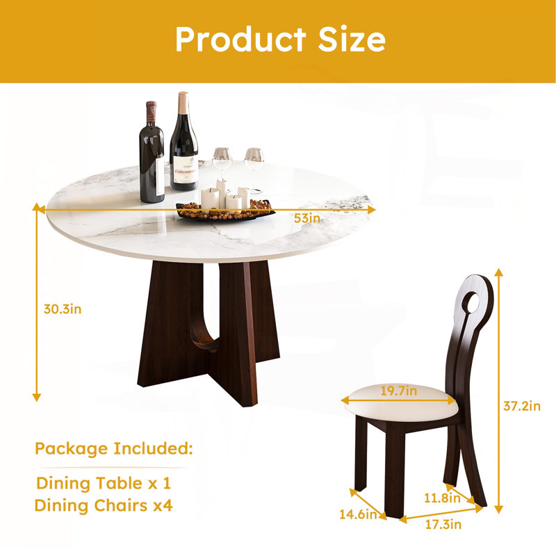 Table de salle à manger Modern Modern, 5 pièces: table, 4 chaises