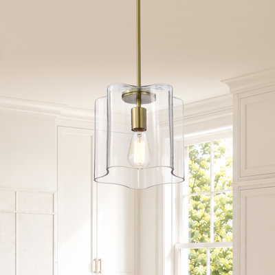 Suspension festonnée en verre transparent et laiton