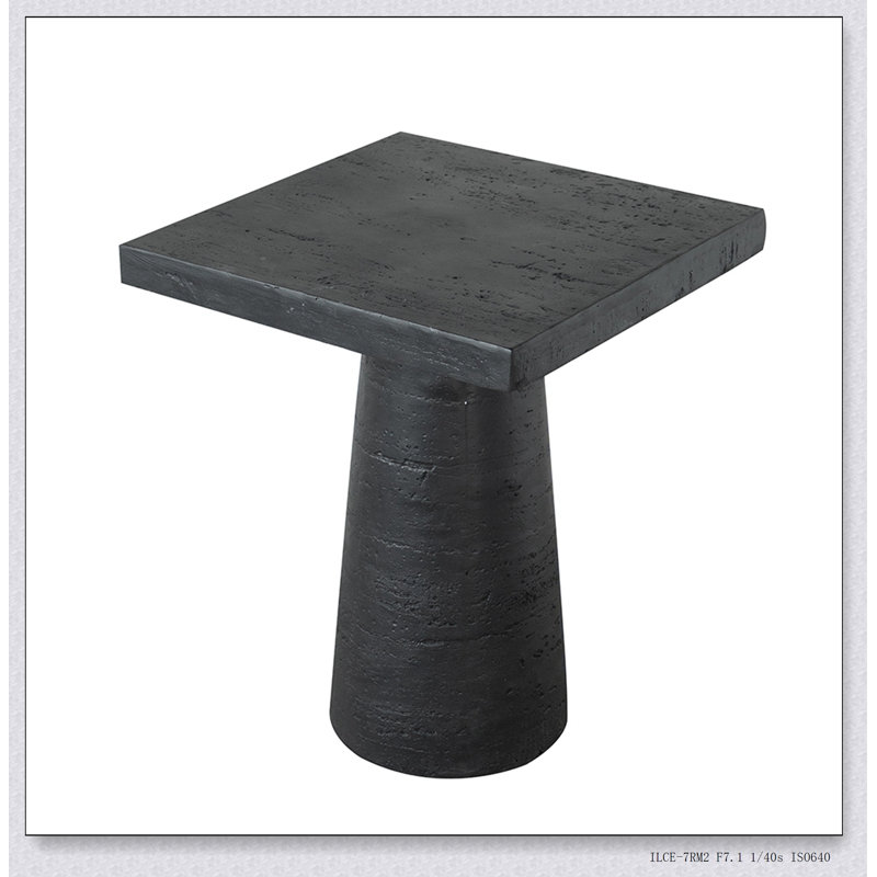 Square Side Table with Pedestal Base