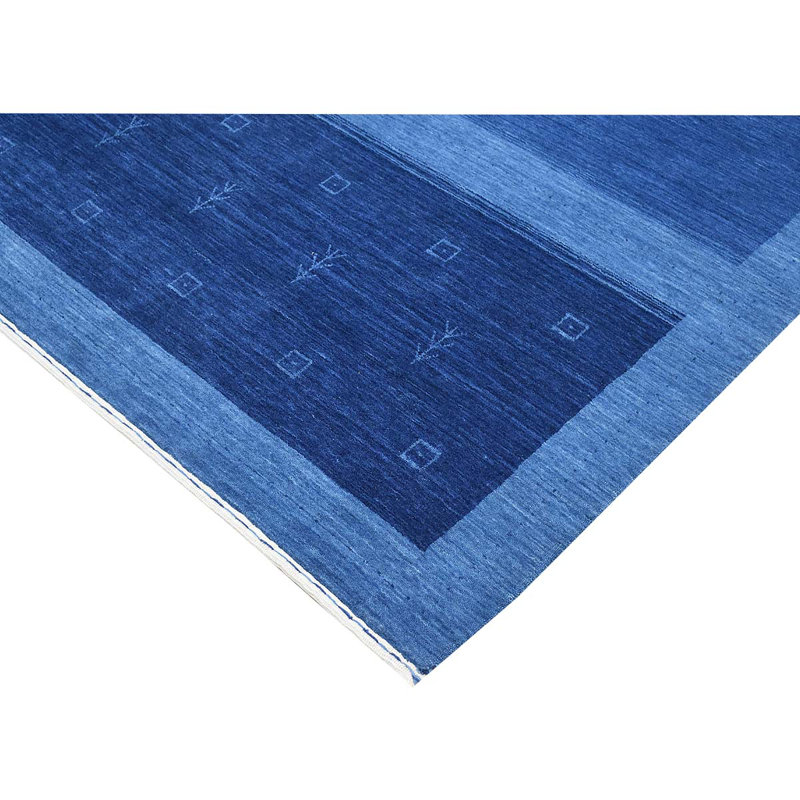 Hand Knotted Geometric Area Rug in Blue, Rectangle 10' x 14'