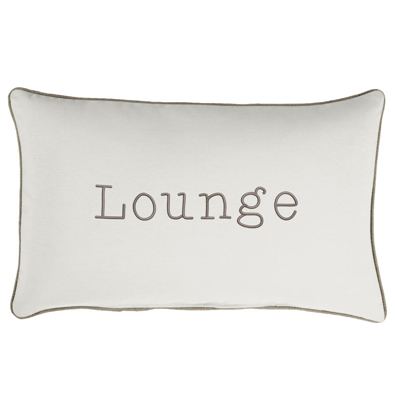  Indoor/Outdoor Lumbar Embroidered Pillow Lounge Sunbrella Pillow, Canvas Natural