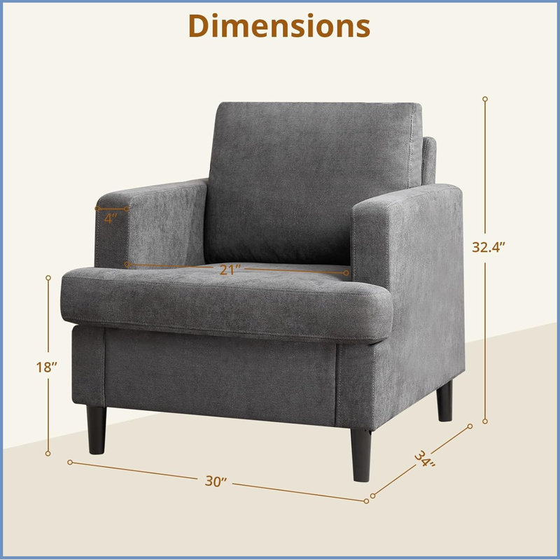 Upholstered Club Chair, Black