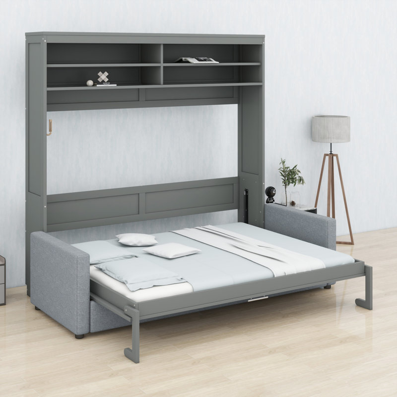 Murphy Bed Wall Bed With Sofa, Gray