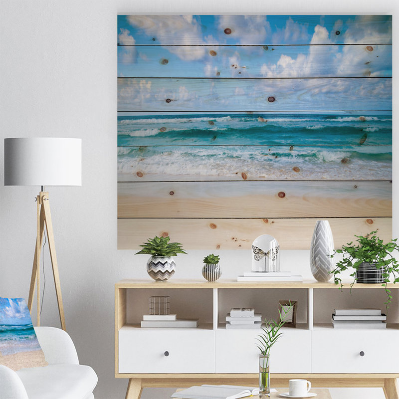 Seashore 'art graphique' serene blue tropical beach ', 15 "H x 20" W x 0.78 "D, Sans cadre