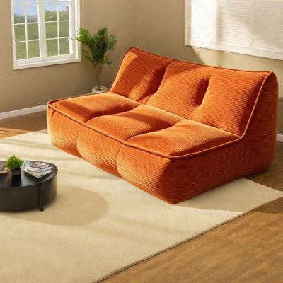 Canapé moderne en velours côtelé orange comprimé, 135 x 99 x 66 cm, canapé confortable pour la maison