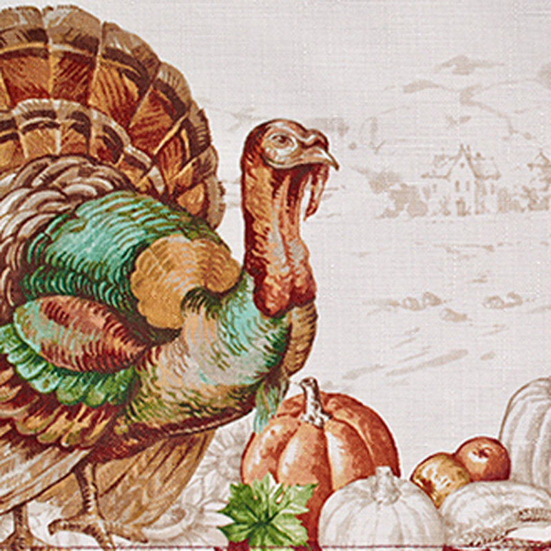 Monterrey Holiday Turkey Bordered Fall Tablecloth, 144" x 60"