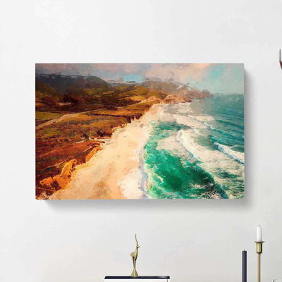 Coastline in California in Abstract - Wrapped Canvas