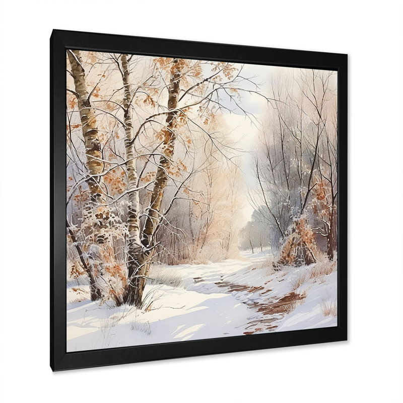 «Trees Charm In Winter - Tree», art mural sur toile, Cadre simple noir, H 36 po x l 36 po x P 1,5 po