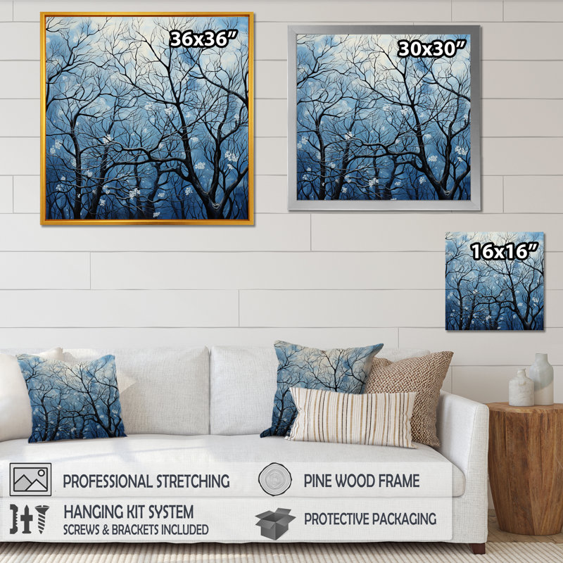 Minimalisme, arbre bleu, charme II, Toile tendue, 36" H x 36" W