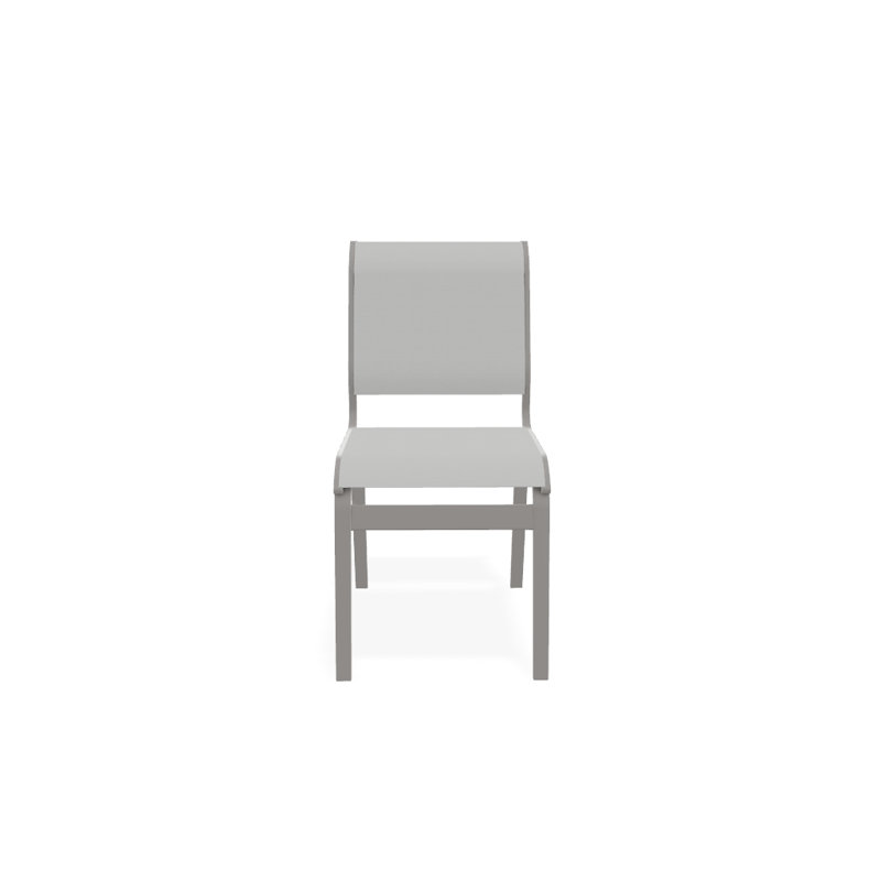 Chaise d'appoint de salle à manger Hiraku, Blanc 6D Sunbrella®, Gris chaleureux texturé