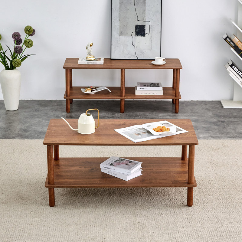 Coffee Table&TV Stand Sets, Walnut Brown