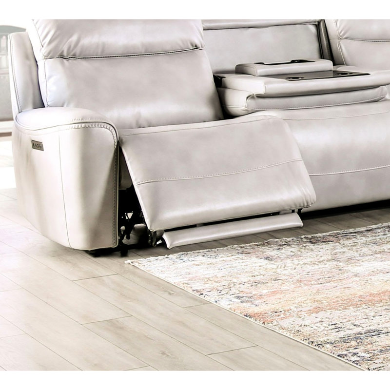 Canapé modulaire inclinable électrique en L en taupe, matériau respirant et conception Wallhugger pour le salon, structure en bois massif de 6 pièces, table de relaxation