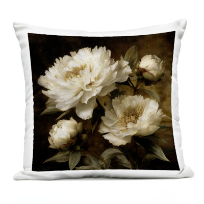 Dreamy Vintage Floral Bouquet Outdoor Printed Pillow, design by Petal Prints Design