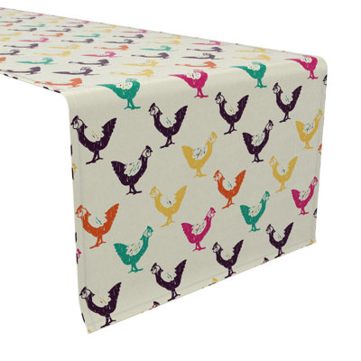Fabric Textile Products, Inc. Table Runner, 100% Cotton, Retro Chickens