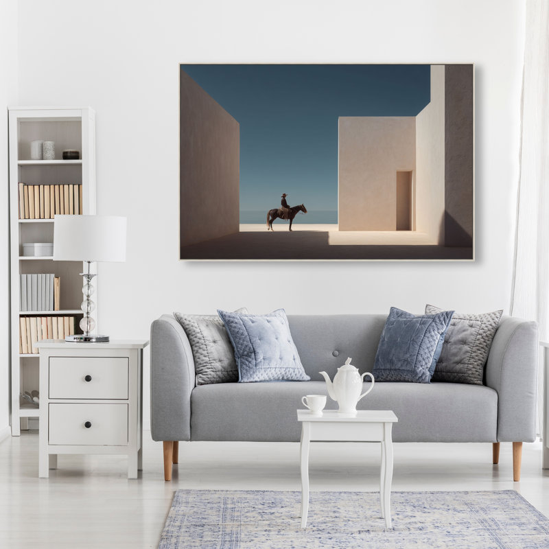 Lone Equestrian I Print by Oliver Gal, 31"H x 46"W, Silver Floater Frame