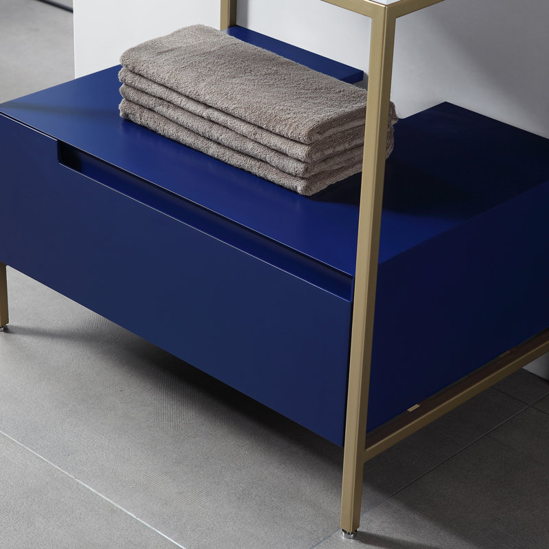 Texel 30" W Single  Vanity, White, White, Navy Blue