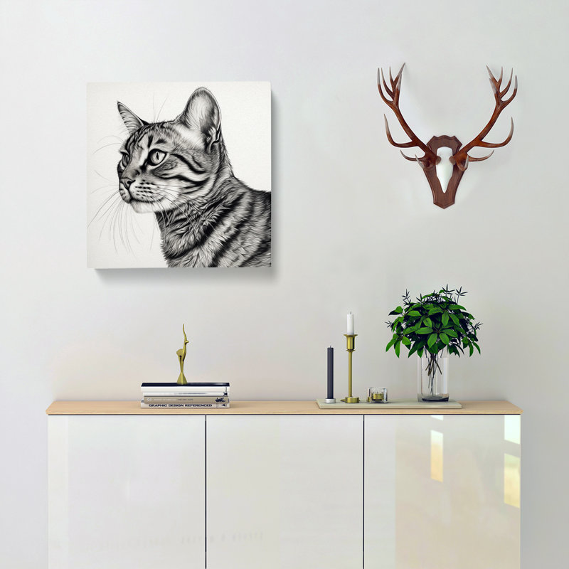 Cat Drawing - No Frame Print, 50cm H x 50cm W x 3cm D