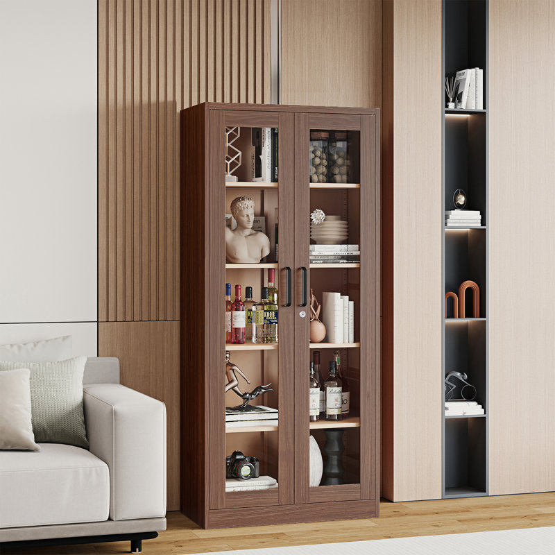 Armoire de rangement à 5 tablettes Kizzi, Brun rustique