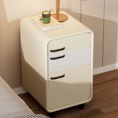 Modern Beige Solid wood + 3 drawers Nightstand