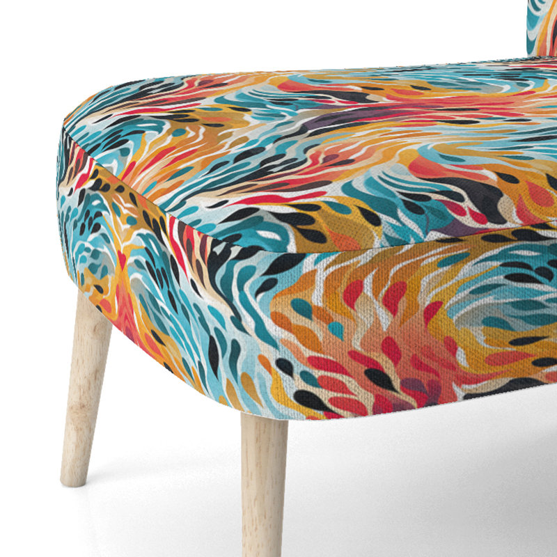 Chaise d'appoint rembourrée Rainbow Cheetah Waves