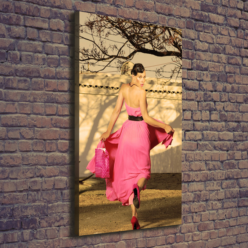 Woman In Pink - Wrapped Canvas Print