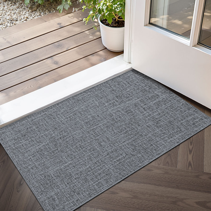 Paillasson intérieur antidérapant Anvika, L 32 po x L 48 po, Gris foncé