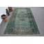 Grand tapis turc Oushak rétro vert - idéal pour les salons et les espaces de vie spacieux brun / vert