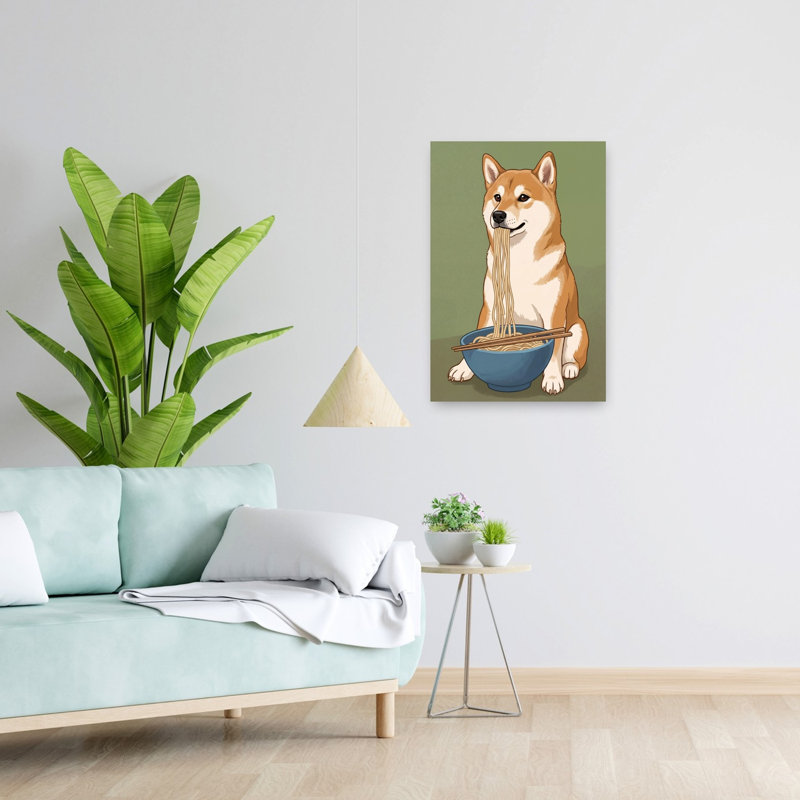 Art mural contemporain Shiba Inu, H 24 po x l 16 po