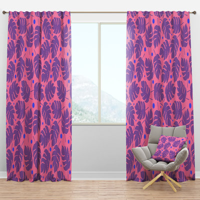 Panneau de rideau simple semi-diaphane avec passe-tringle Mid-Century Tropical