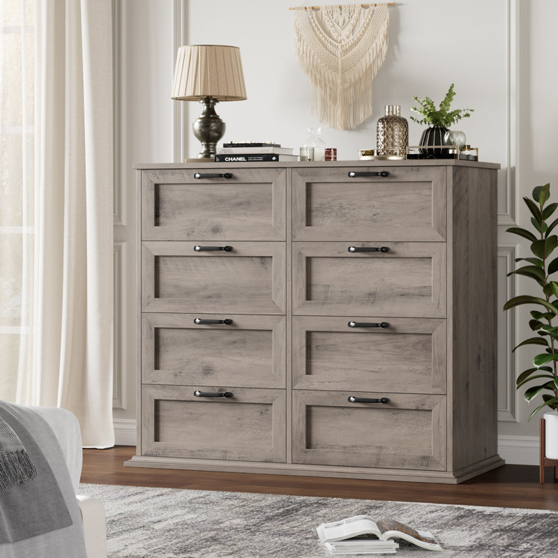 Ausherman 41.7" W 8-Drawer Double Dresser, Gray